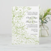 Invitation Oiseaux et tourbillons Hydrangée verte #28 Mariage (Debout devant)