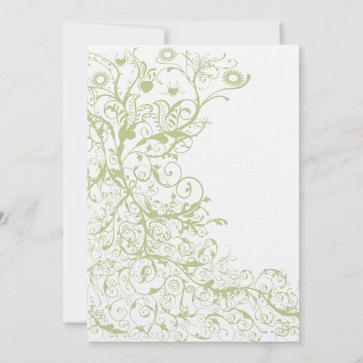 Invitation Oiseaux et tourbillons Hydrangée verte #28 Mariage (Dos)