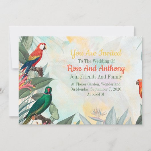 Invitation Oiseaux exotiques (Devant)