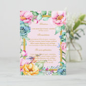 Invitation Oiseaux Exotiques - Cadres Dorés et Fleurs Directi (Debout devant)