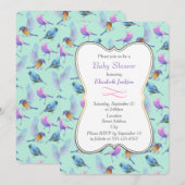 Invitation Oiseaux exotiques sauvages Baby shower d'aquarelle (Devant / Derrière)