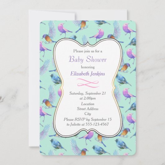 Invitation Oiseaux exotiques sauvages Baby shower d'aquarelle (Devant)