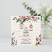 Invitation Oiseaux & Fleurs Charmants (Debout devant)