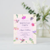Invitation oiseaux floraux anniversaire (Debout devant)