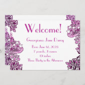 Invitation Oiseaux folkloriques Fleurs Acorns Bleu (Devant / Derrière)