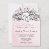 Invitation Oiseaux forestiers Musical Bois Rose Mariage vinta (Devant)