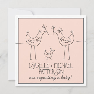 Invitation Oiseaux funky Famille moderne Baby shower couple