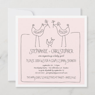 Invitation Oiseaux funky Famille moderne Couples Baby shower