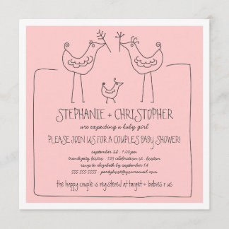 Invitation Oiseaux funky Famille moderne Couples Baby shower