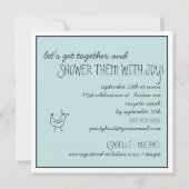 Invitation Oiseaux funky Famille Moderne Couples Bébé Garçon (Dos)