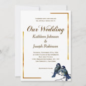 Invitation Oiseaux gris bleu élégant sur un Mariage de branch (Devant)