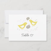 Invitation oiseaux jaunes parlant du nombre de table d'amour (Dos)