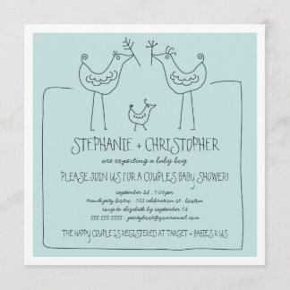 Invitation Oiseaux neutres Famille moderne Baby shower de gar