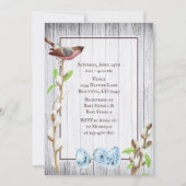 Invitation Oiseaux, oeufs et gerbes sur le Baby shower en boi (Dos)