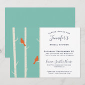 Invitation Oiseaux orange sur la Fête des mariées des bouleau (Devant / Derrière)