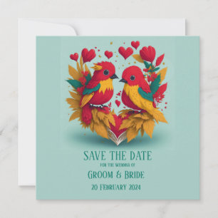 Invitation Oiseaux Reggae Sauvegarder La Date