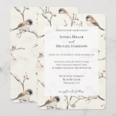 Invitation Oiseaux romantiques dans un mariage d'arbre (Devant / Derrière)