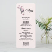 Invitation Oiseaux roses et noirs sur une branche d'arbre (Debout devant)