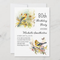 Oiseaux Vintage Finch Jaune 80e Anniversaire