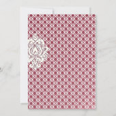 Invitation Oiseaux Vintage Navy Deep Raspberry Damask Mariage (Dos)