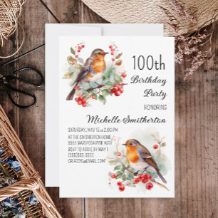 Invitation Oiseaux Vintage Robin Redbreast 100e Anniversaire