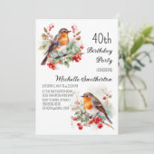 Invitation Oiseaux Vintage Robin Redbreast 40e Anniversaire (Debout devant)