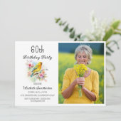Invitation Oiseaux vintages Canaries Fleurs 60e anniversaire  (Debout devant)
