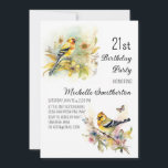 Invitation Oiseaux vintages Goldfinch Jaune 21e anniversaire<br><div class="desc">21e anniversaire invitation à la fête pour les femmes avec des peintures de Goldfinches jaunes et noirs assis dans les branches d'un arbre. Le texte est une police de script élégante. Contactez-moi pour obtenir de l'aide sur vos personnalisations ou pour demander des produits Zazzle correspondants ou coordonnés supplémentaires pour votre...</div>