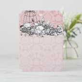 Invitation Oiseaux vintages Pink Musical Scroll Wedding Invit (Debout devant)