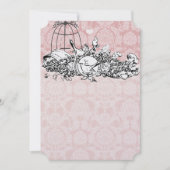 Invitation Oiseaux vintages Pink Musical Scroll Wedding Invit (Devant)