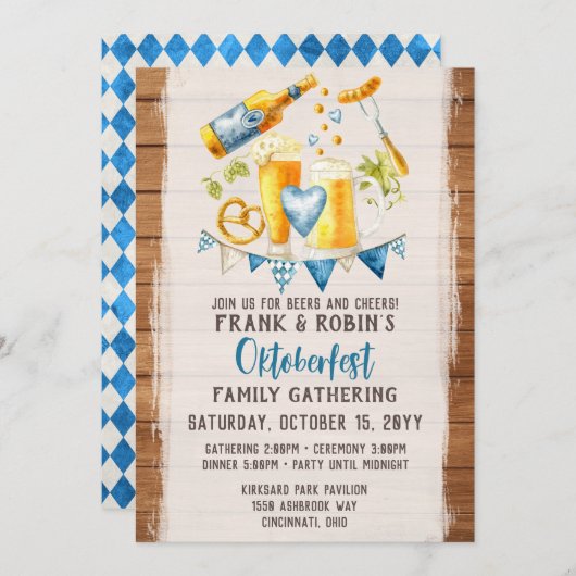 Invitation Oktoberfest Bière Bavaroise Rustique Nom de la fêt (Devant / Derrière)