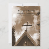 Invitation Old Country Church, Sepia Memorial Service Invitat (Devant)