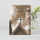 Invitation Old Country Church, Sepia Memorial Service Invitat (Debout devant)