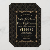 Invitation Old Hollywood Gold Great Gatsby Mariage (Devant / Derrière)