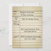 Invitation Old Library Card 76th Birthday Party (Devant)