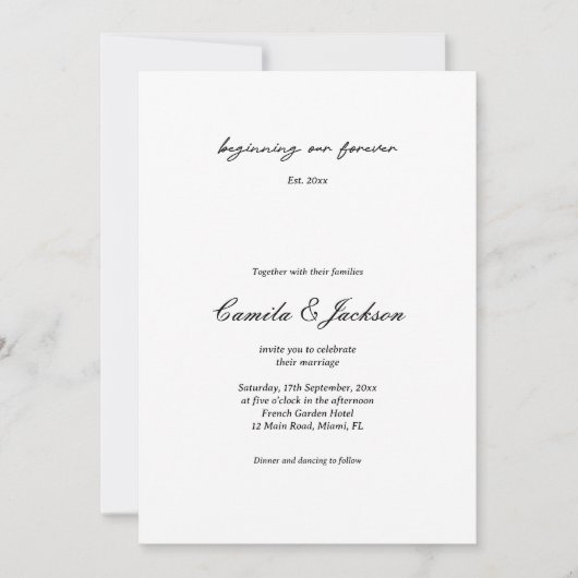 Invitation Old Money Black and White Wedding  (Devant)