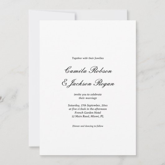 Invitation Old Money Black and White Wedding  (Devant)