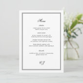 Invitation Old Money Black and White Wedding Menu Card (Debout devant)