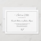 Invitation Old Money Black and White Wedding Save the Date (Devant)