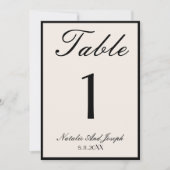 Invitation Old Money Black Cream Wedding Table Number (Devant)