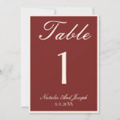 Invitation Old Money Burgundy Cream Wedding Table Number (Dos)