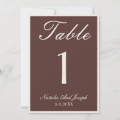 Invitation Old Money Chocolate Brown Wedding Table Number (Dos)