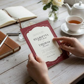 Invitation old money Classic Burgundy Script Name Wedding