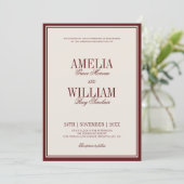 Invitation Old Money Classic Luxury Burgundy Wedding (Debout devant)