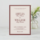Invitation Old Money Classy Timeless Burgundy Wedding (Debout devant)