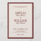 Invitation Old Money Classy Timeless Burgundy Wedding (Devant)