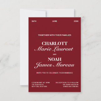 Invitation Old Money Elegant Burgundy Chic Luxury Wedding I