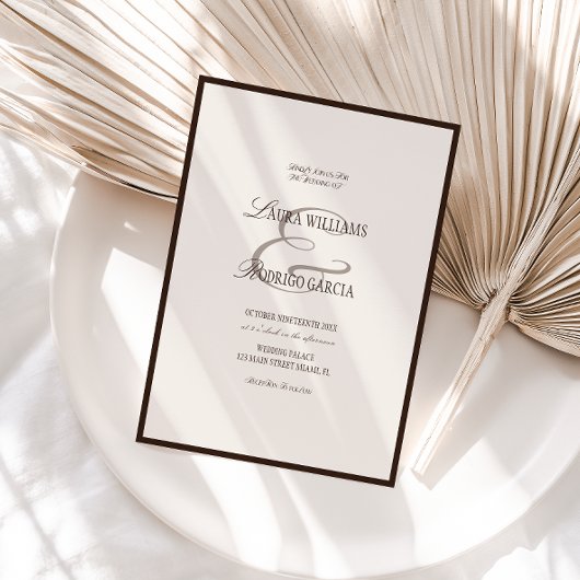 Invitation Old Money Espresso Ivory Wedding