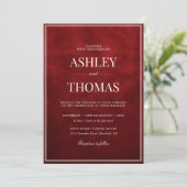 Invitation Old Money Faux Red Velvet Wedding (Debout devant)