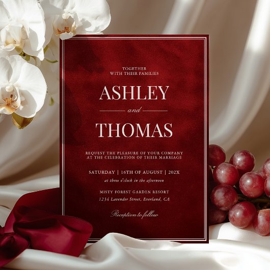 Invitation Old Money Faux Red Velvet Wedding